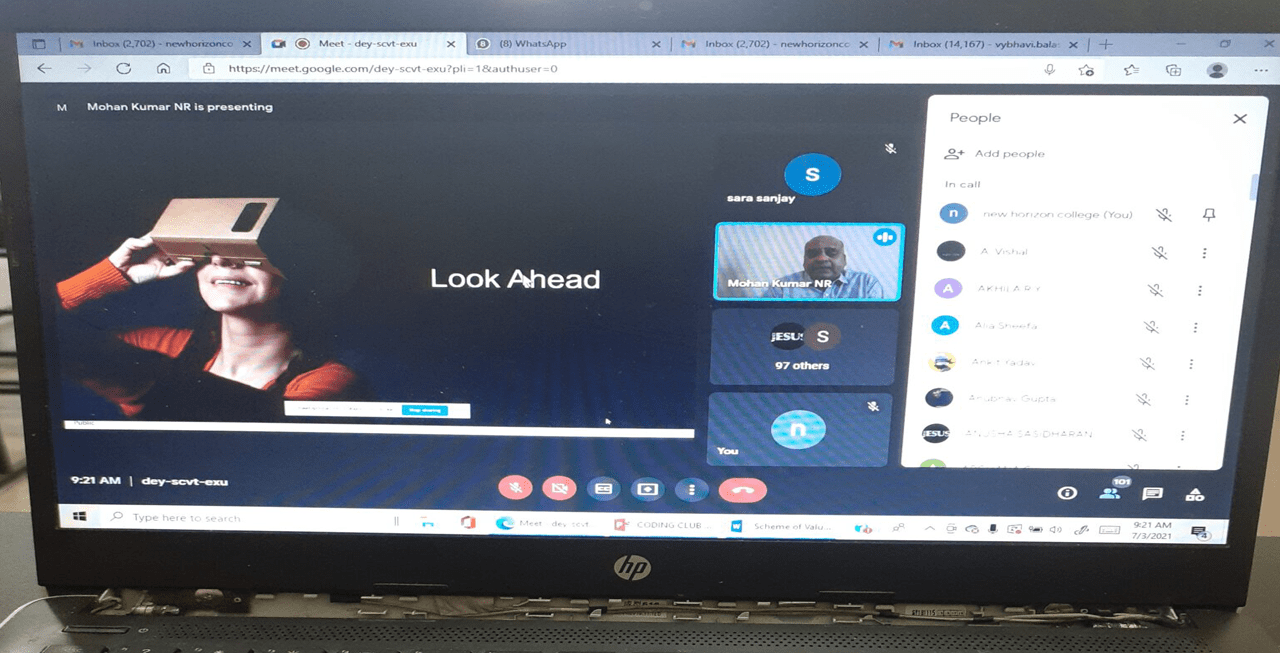 A webinar on Coding Club at NHC Kasturinagar