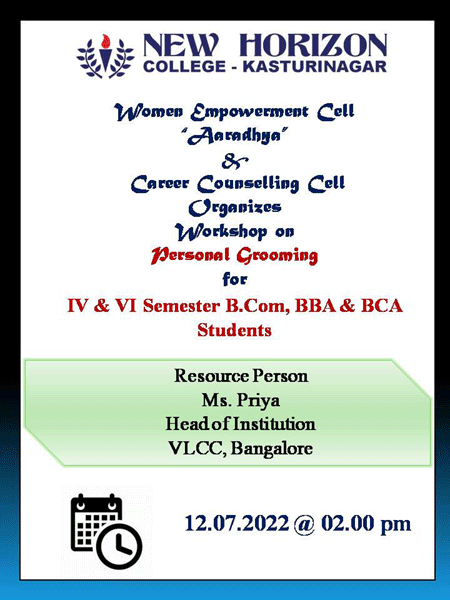 Workshop on Personal Grooming at NHC Kasturinagar