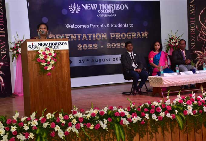 Orientation Program 2022-2023 on 27-08-2022 Dr. Cynthia Menezes, Dean & Director Canara Bank School of Management Studies, Former Vice-Chencellor(Acting)BU and Mr.Bholanath Dutta, Founder & President MTC Global. Chairman, Global Entrepreneurs Grid was the guest of honor